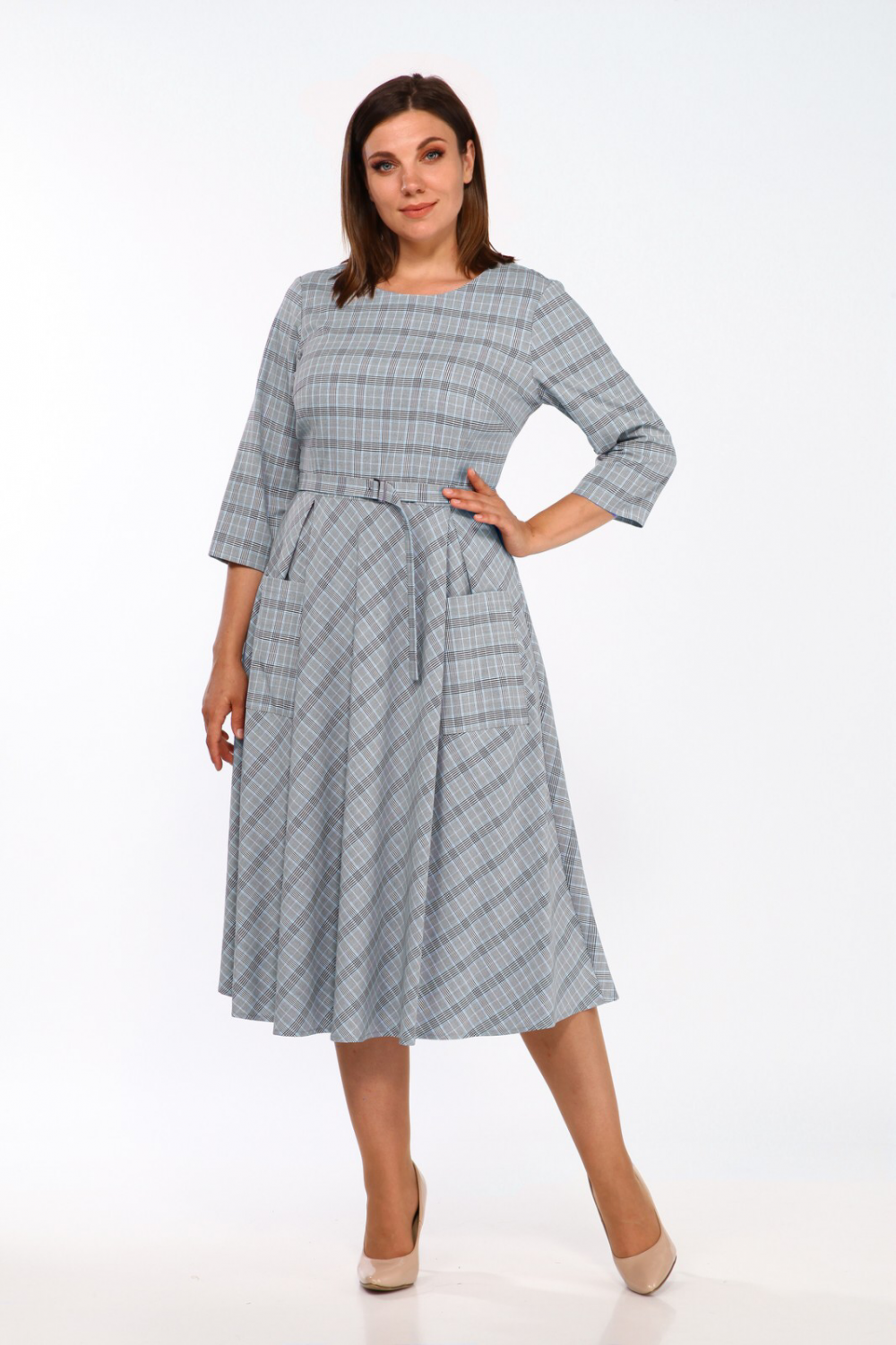 Платье 1270 клетка Леди стиль классик