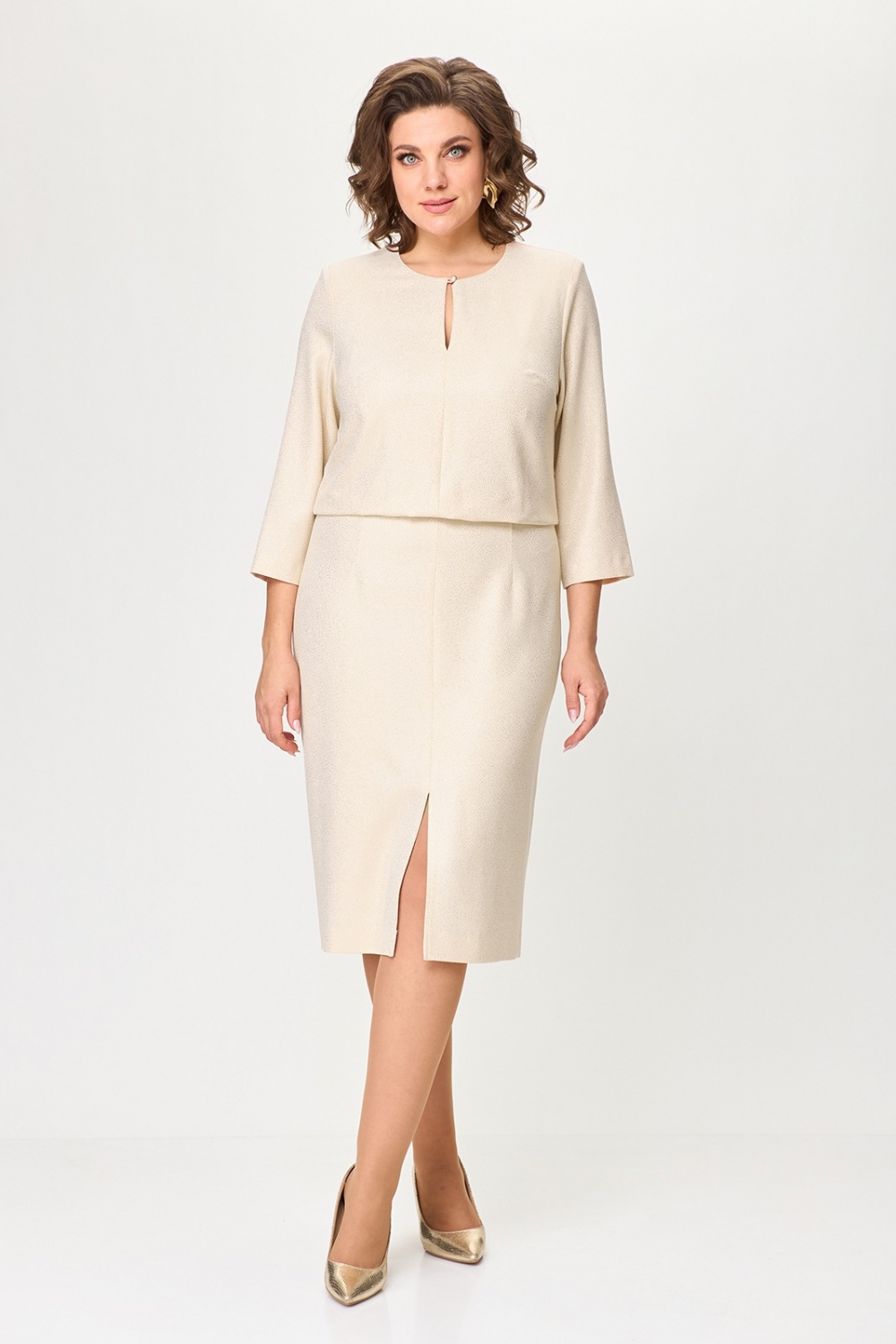Платье 2903/бежевый Леди стиль классик