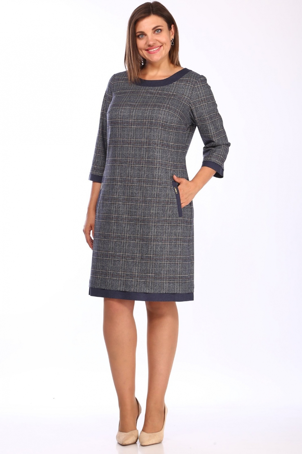 Платье 1427/ серое Леди стиль классик