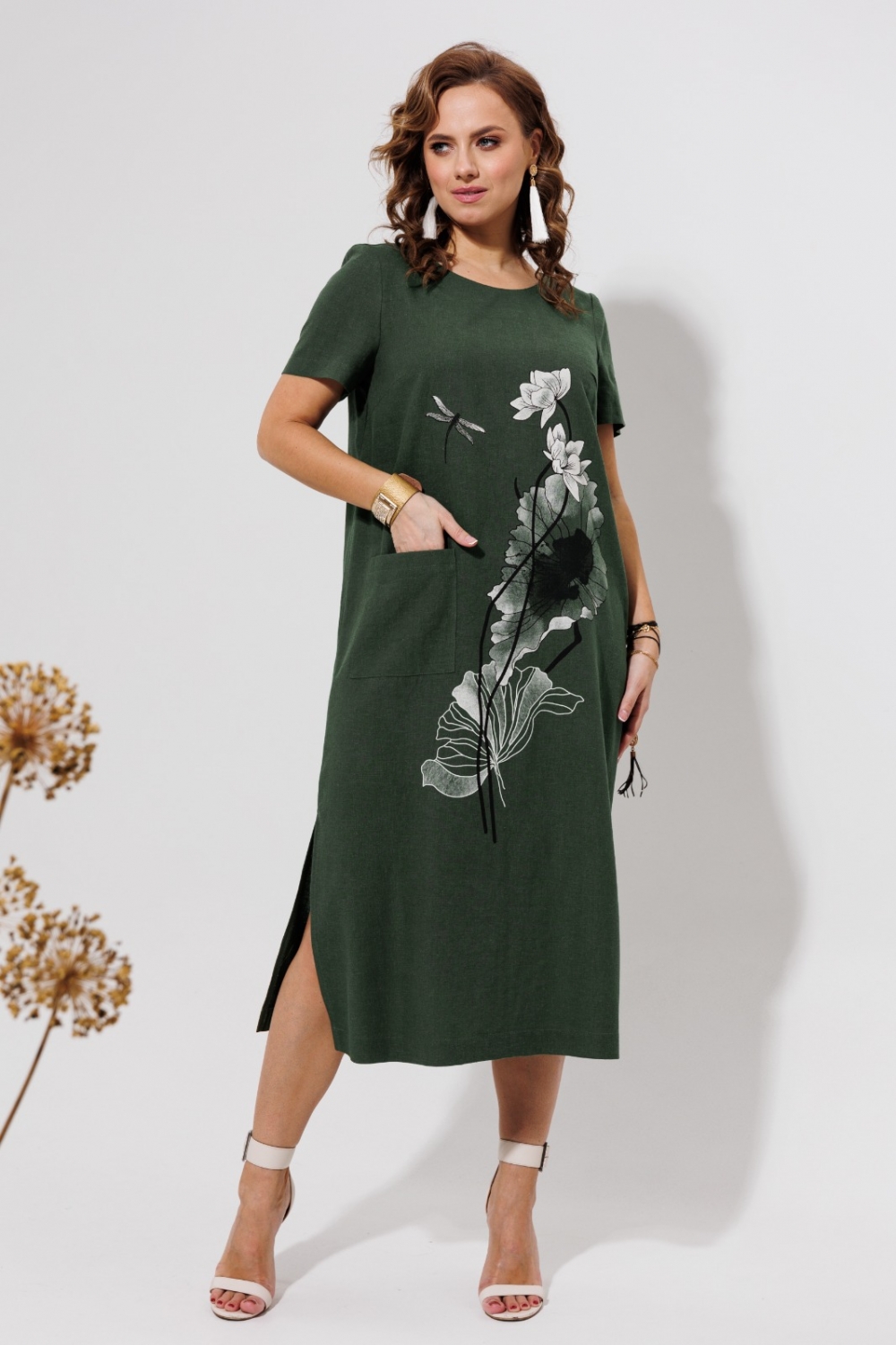 Платье 963/хаки Галеан стиль