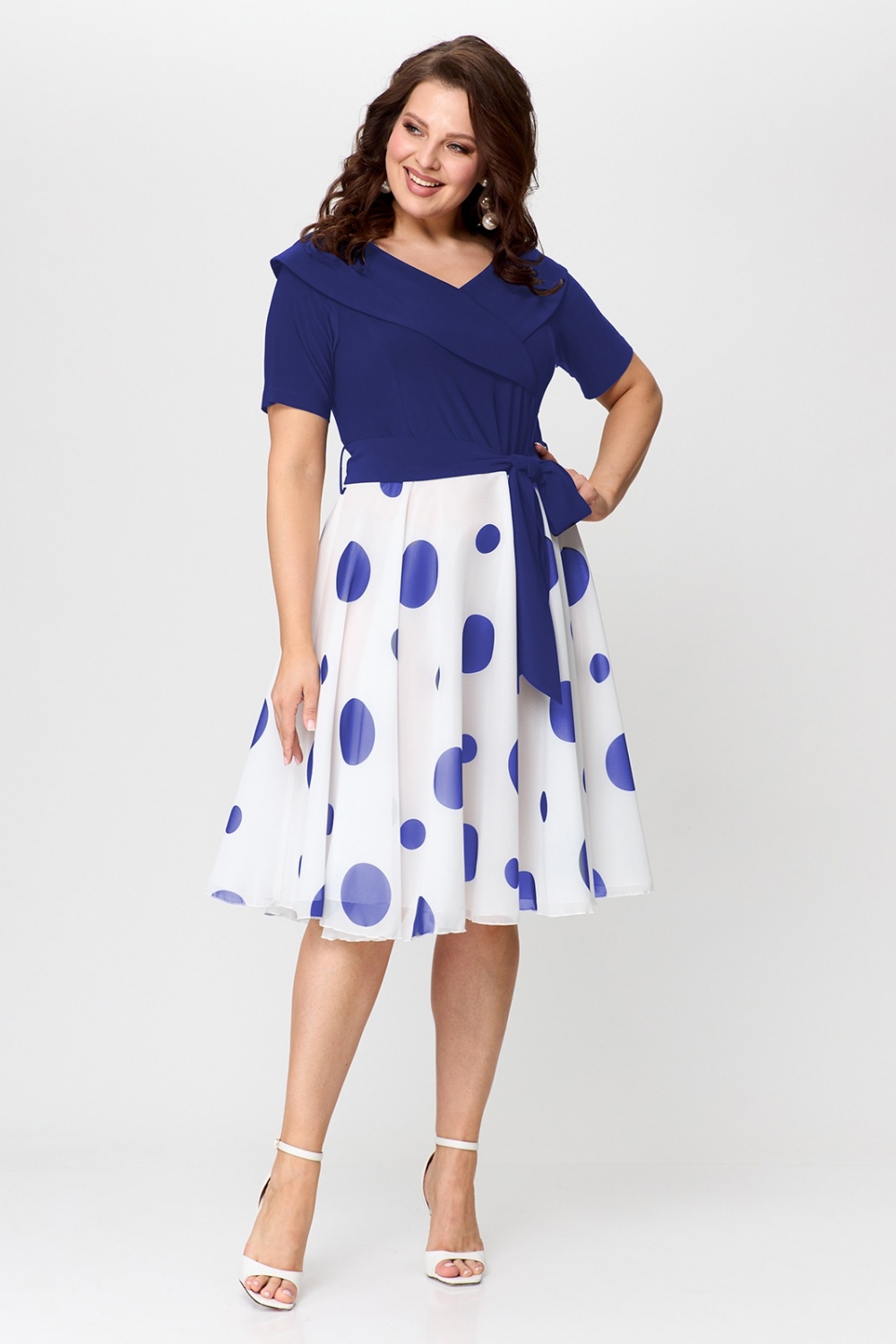 Платье 2827 голубой Леди стиль классик