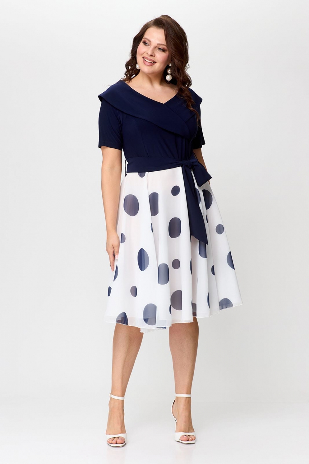 Платье 2827 синий Леди стиль классик